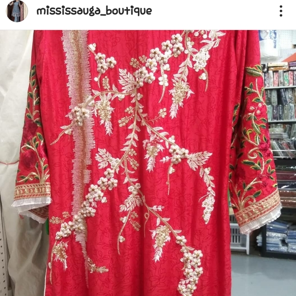 Bright red Kurta - Picture 3 of 6